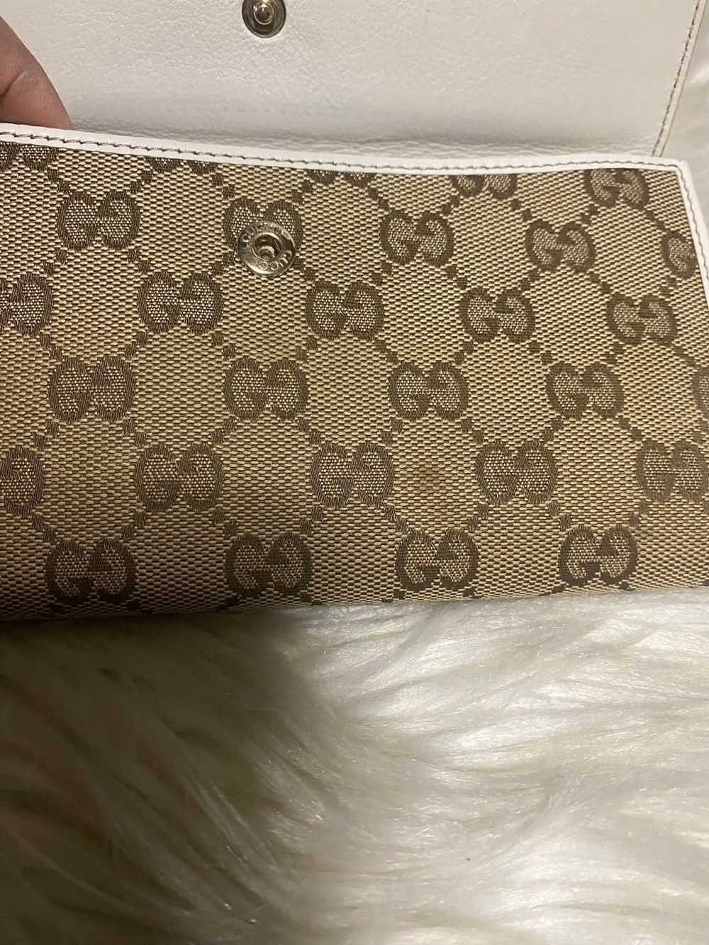 ❣️Gucci Beige GG Canvas Continental Wallet with White Trim❣️ - Picture 13 of 16